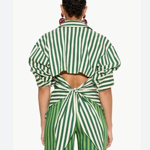 Simon Miller Loch shirt green stripy cut out back size S - Picture 2 of 10